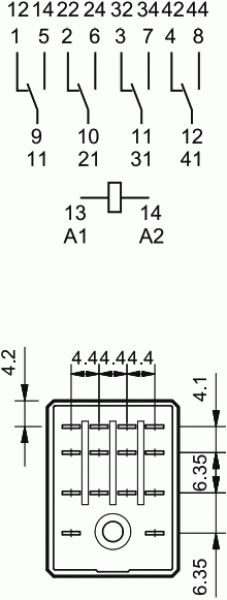Finder Relais 24V DC 4x UM max 7A 250V AC Industrierelais 55.34.9.024.004