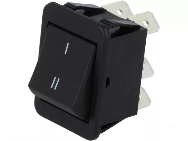 Wippenschalter Schalter mit Symbole I II 2x UM EIN - EIN schwarz 30 x 22mm