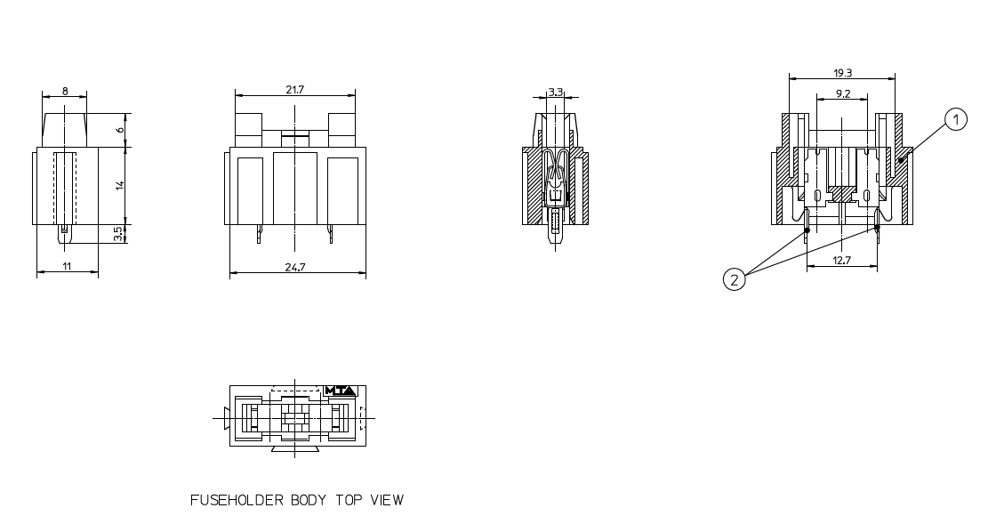 Sicherungshalter SH-7 Print-Montage f. Standard-KFZ-Sicherungen MTA 300420