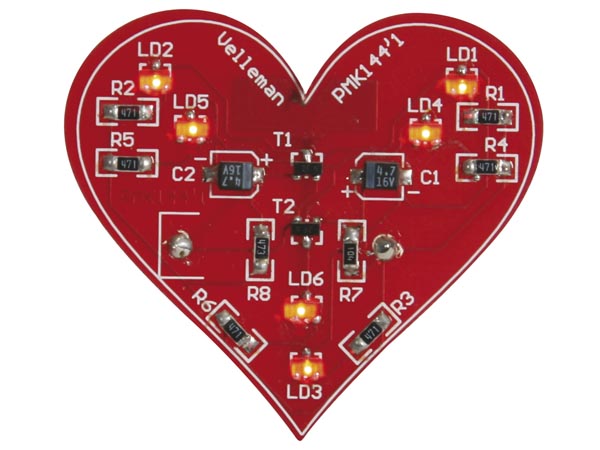 LED Herz Bausatz zum Löten Light Modul Heart DIY Kit Geschenk 5mm LEDs 