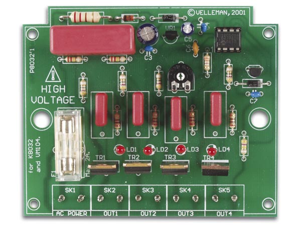 WHADDA WSL8032 4 Kanal Lauflicht 230V AC max 4x 400Watt K8032 Velleman  Bausatz