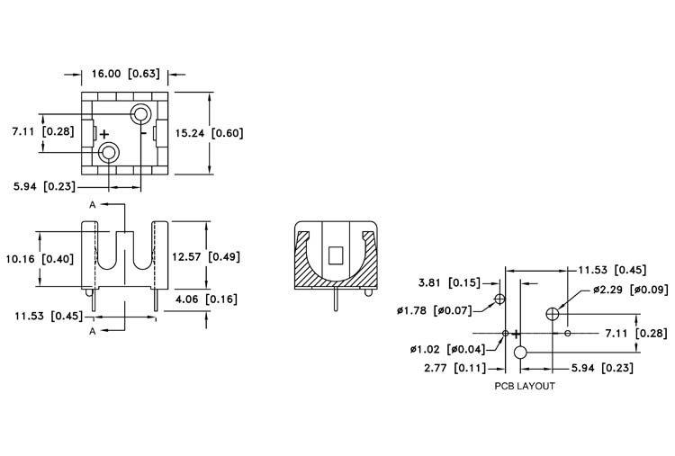 Batteriehalter für 1xLady N R1 23A A23 V23GA mit Leitung / Kabelanschluss  BH N 1xL (1) BH-511-3A