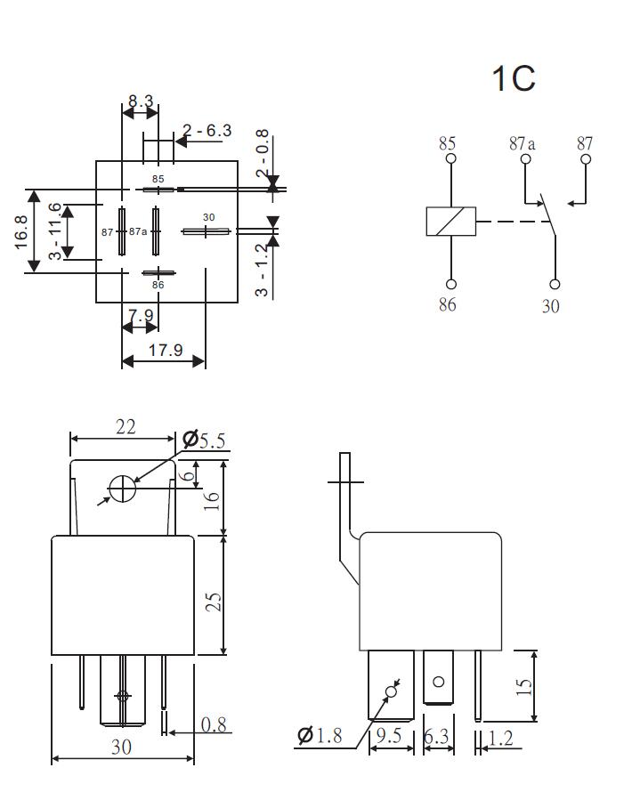 12V KFZ Relais mit Wechslerkontakt 80A/60A Lastrelais AM3-12P AM3-12CF