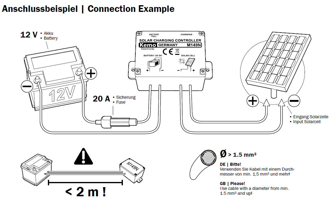 KEMO M083 Akku-Laderegler 12V (auch Solar) 