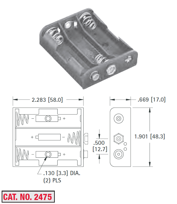 3x Batteriehalter 6x Mignon AA R6 mit Anschlusskabel Bauform 3/3 