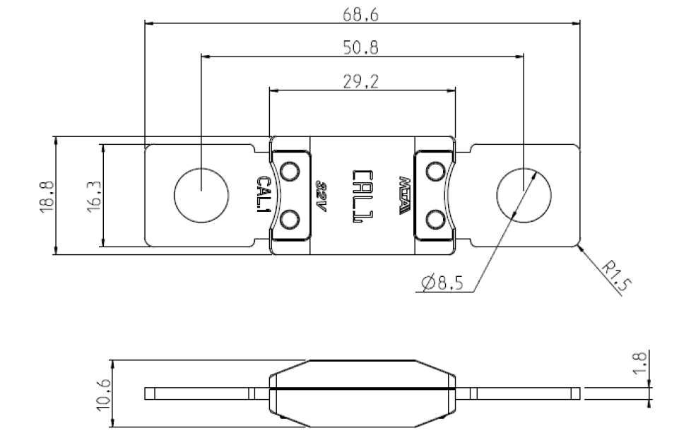 UNIVAL 25A MTA - Sicherung: Schmelz, 25A; 32VDC; KFZ; 19mm; UNIVAL; AMF-25A