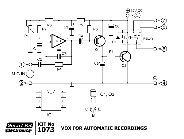 Akustischer Schalter VOX-Schalter ohne Mikrofonkapsel 12V B1073