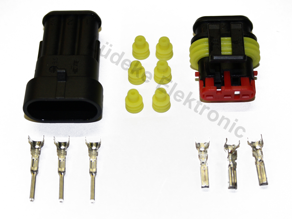 GTIWUNG 10 tlg 3 polig Stecker Steckverbinder Wasserdicht, Steckdose Set  für KFZ, Auto Elektrischer Anschluss Stecker (3 Polig Gelbes Siegel) :  : Elektronik & Foto