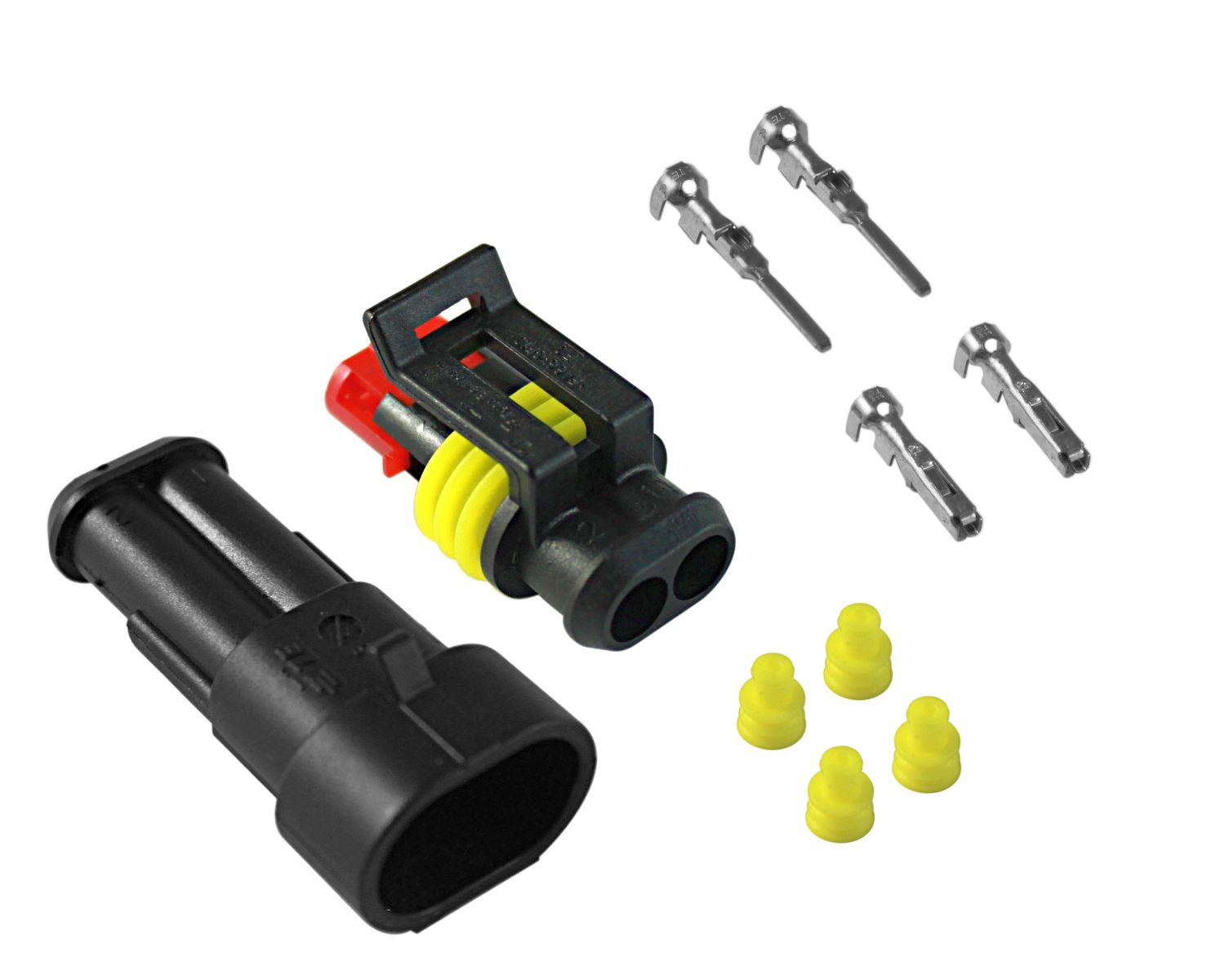 Steckverbindung 12V, wasserdichter Stecker und Dose, Gummi, 2-polig, Bordelektrik, Yachtausrüstung