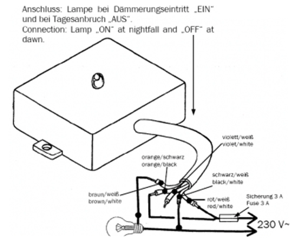 Elektronischer Dämmerungsschalter 230V~ max. 3A M013N Kemo