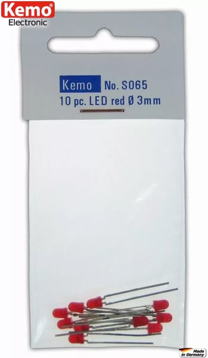 Kemo-Electronic S065 LED Ø 3 mm rot, 10 Stck. Kemo S065 KS065
