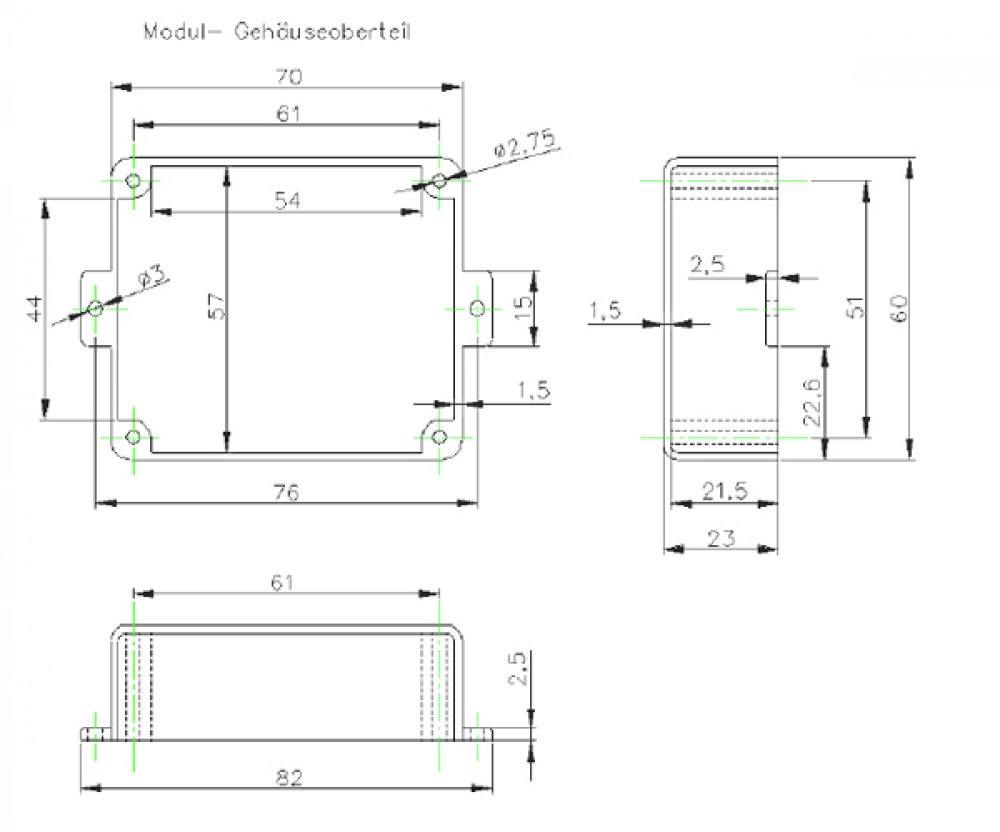 Gehäuse Vergussgehäuse G060 70 x 60 x 23 mm Vergussgehäuse Kemo 