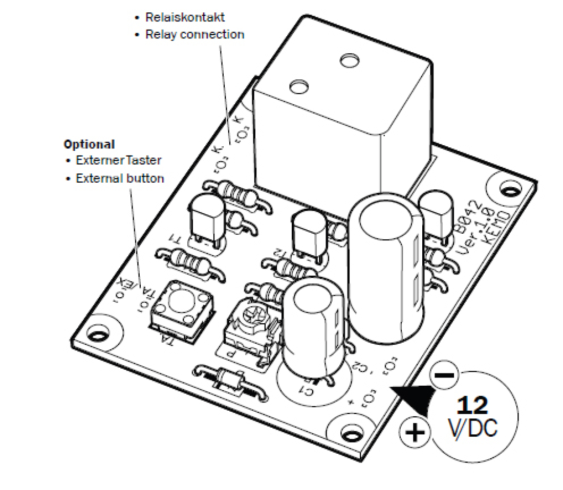Zeitschalter Zeitrelais 12V B042 Kemo Bausatz Zeitschalter Zeitrelais 12V B042 Kemo Bausatz