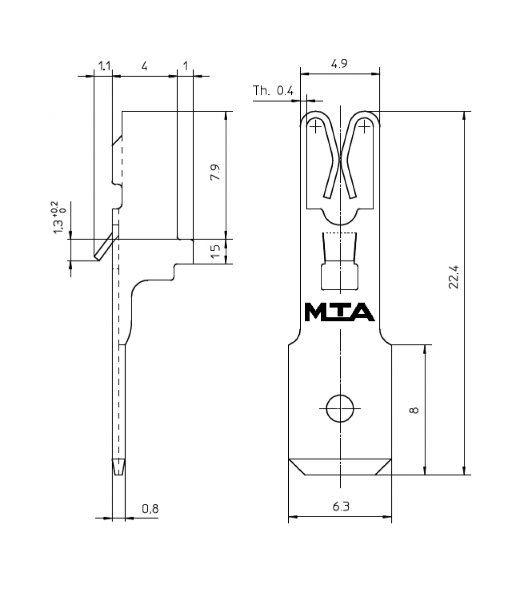 MTA Kabelschuh 1907501 mit 6,3mm Flachsteckanschluß für MTA Sicherungshalter