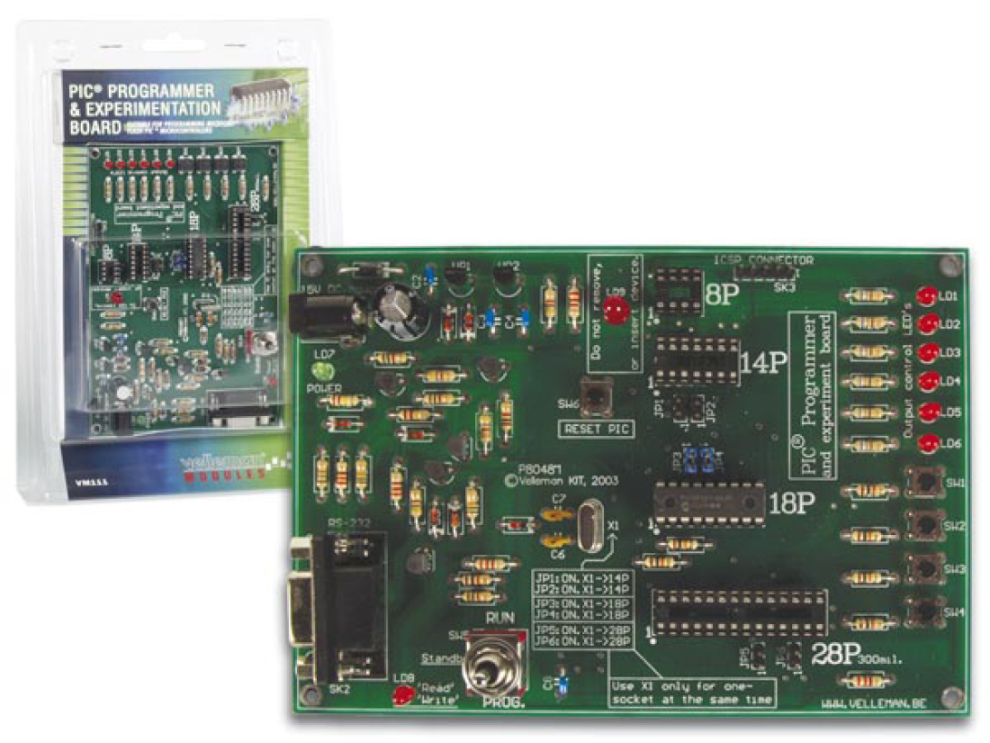 Velleman VM111 Programmier und Experimentier Board Flash-PIC-Mikrocontrollern v VM111 Velleman VM111 Programmier und Experimentier Board Flash-PIC-Mikrocontrollern v VM111