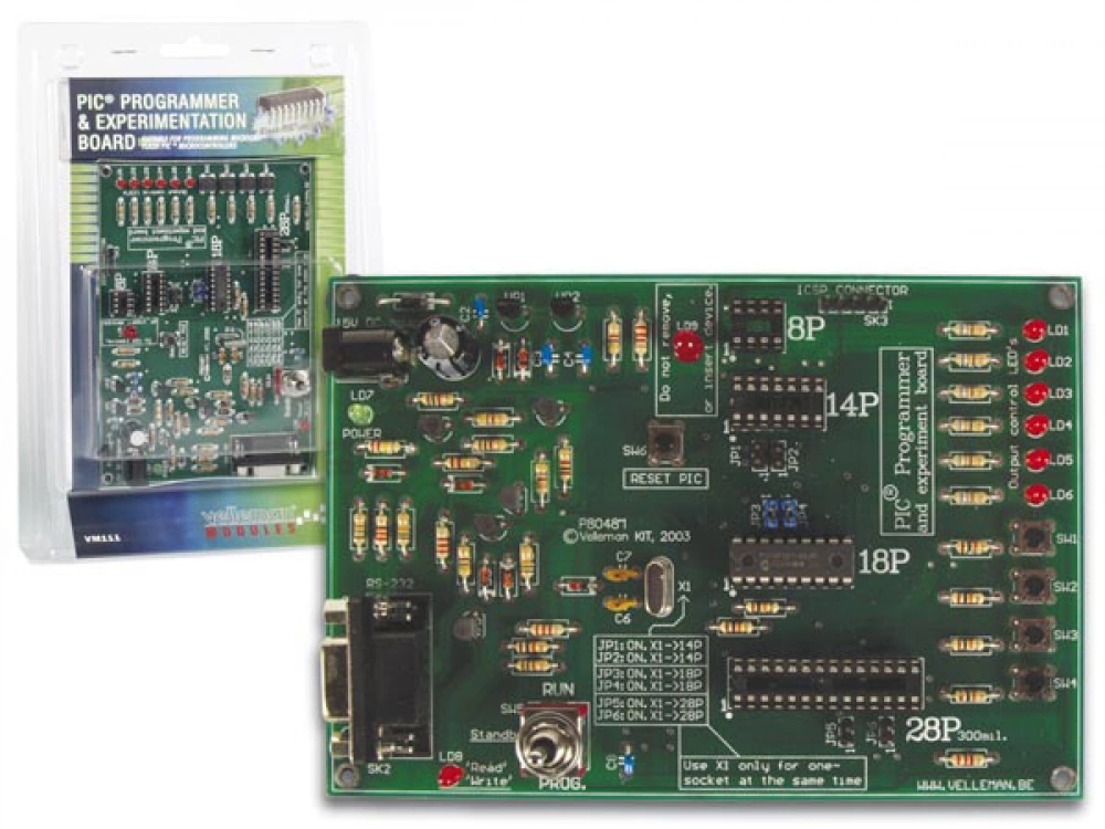 Velleman VM111 Programmier und Experimentier Board Flash-PIC-Mikrocontrollern v VM111 Velleman VM111 Programmier und Experimentier Board Flash-PIC-Mikrocontrollern v VM111