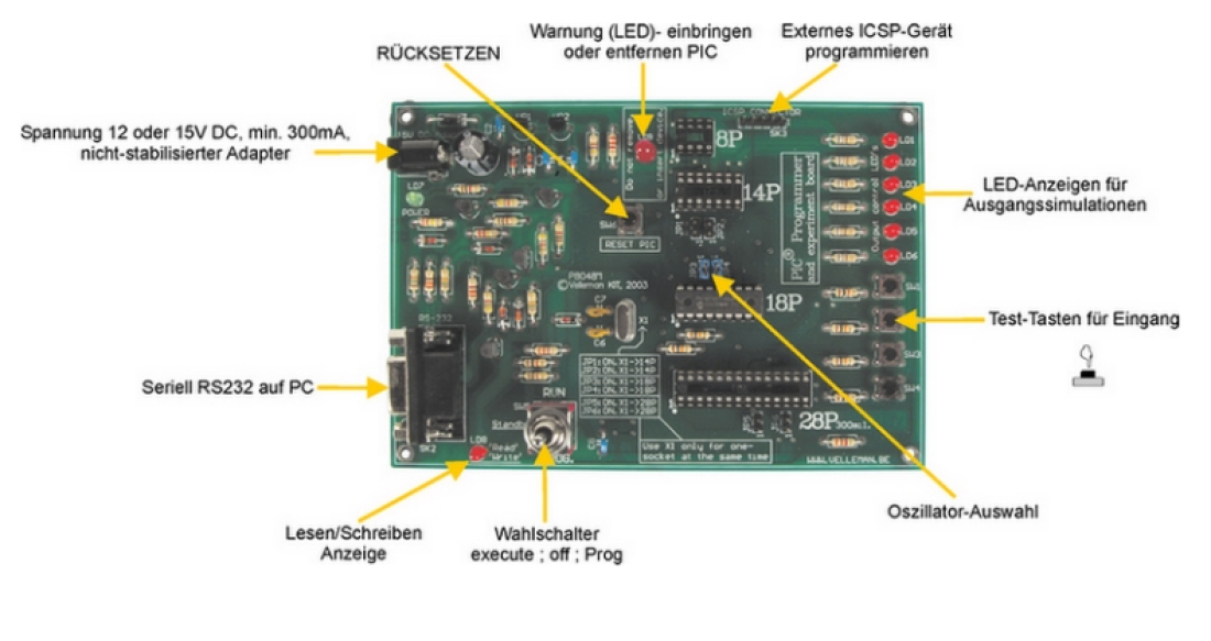 Programmier und Experimentier Board Flash-PIC-Mikrocontrollern von Microchip VM111 Velleman Programmier und Experimentier Board Flash-PIC-Mikrocontrollern von Microchip VM111 Velleman