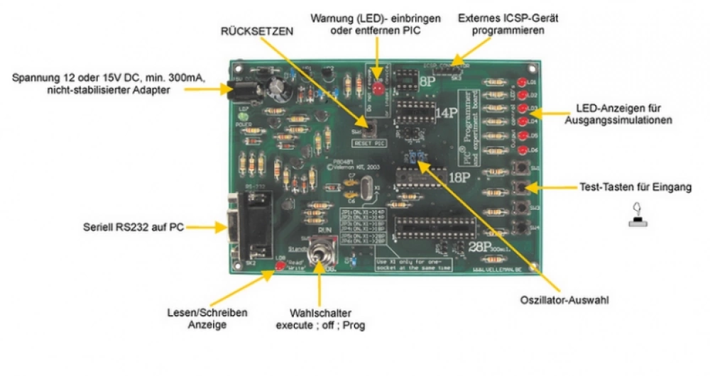 Programmier und Experimentier Board Flash-PIC-Mikrocontrollern von Microchip VM111 Velleman Programmier und Experimentier Board Flash-PIC-Mikrocontrollern von Microchip VM111 Velleman