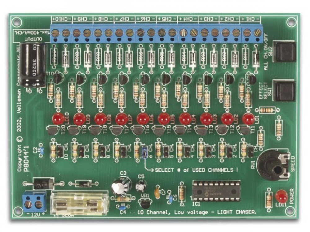 Velleman VM120 Lichteffekt Generator 12V 10 Kanäle je max 400mA VM120 VM120 Velleman VM120 Lichteffekt Generator 12V 10 Kanäle je max 400mA VM120 VM120