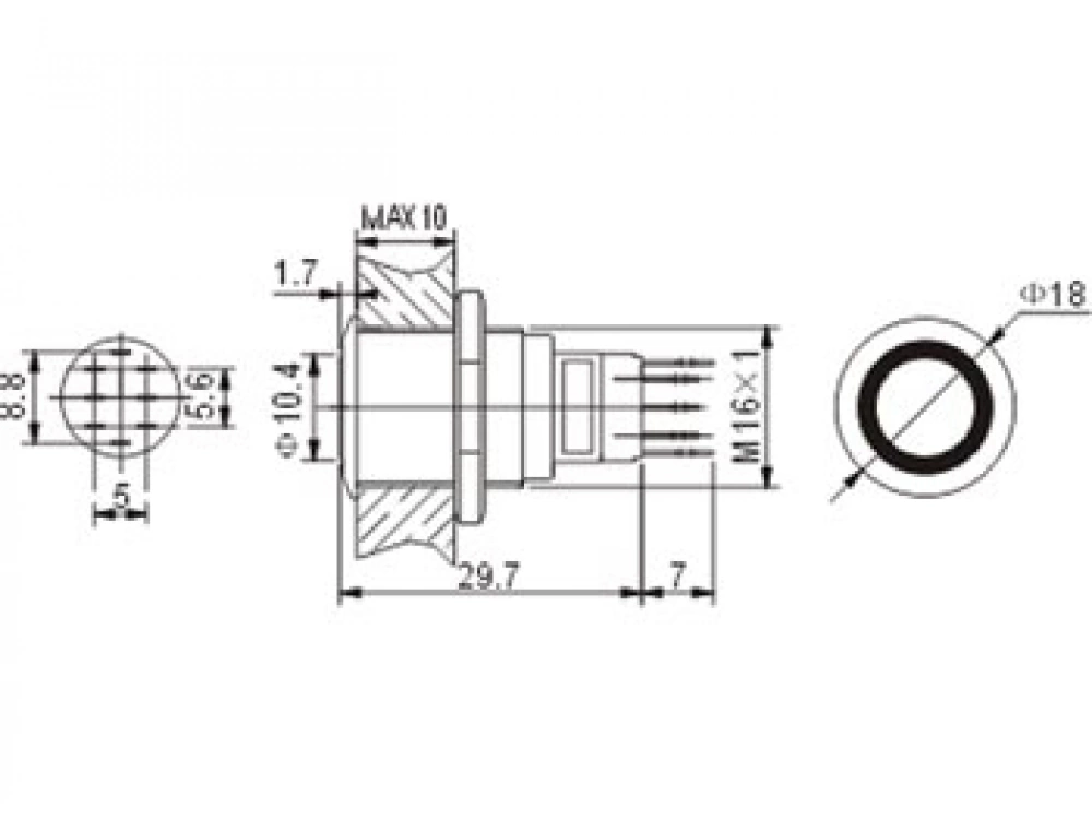 Druckschalter Raster R1610G 0,5A/230V SPDT grün beleuchtet Velleman