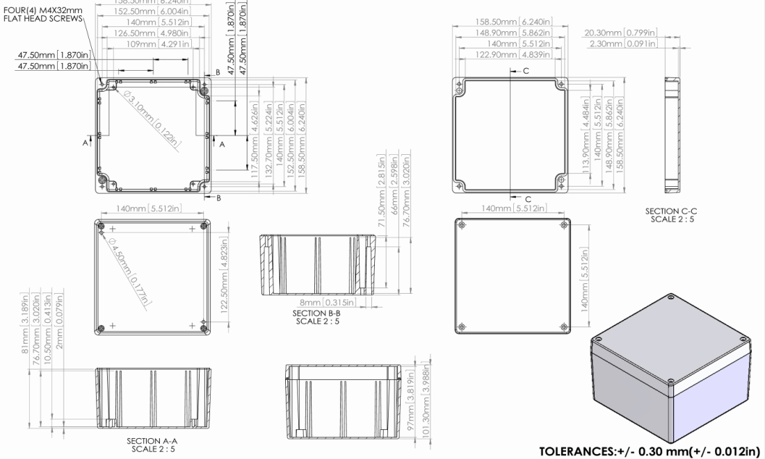 Gehäuse Alu G139 IP65 hohe Schirmdämpfung 158,5x158,5x101,5mm Gehäuse Alu G139 IP65 hohe Schirmdämpfung 158,5x158,5x101,5mm