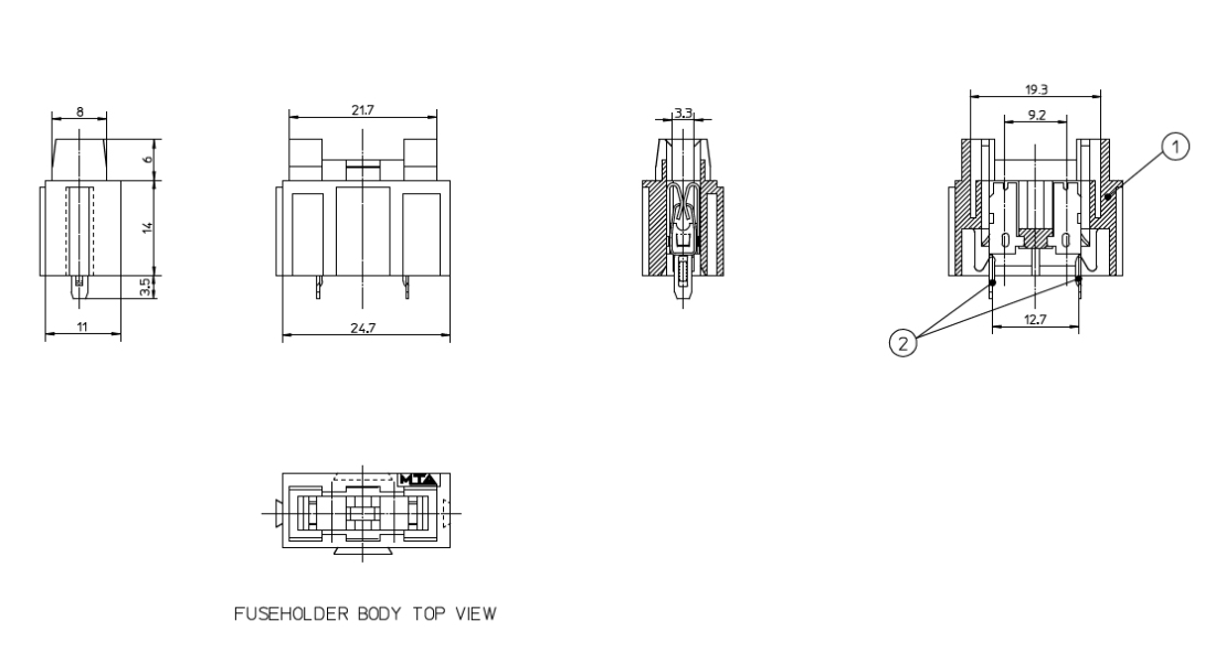 Sicherungshalter SH-7 Print-Montage f. Standard-KFZ-Sicherungen MTA 300420