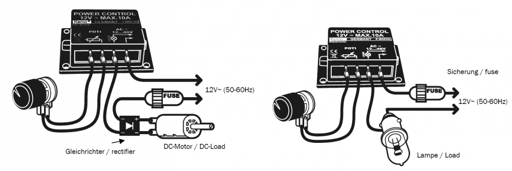 Dimmer Leistungsregler 12V - 48V ~ AC max 10 A M063N Kemo