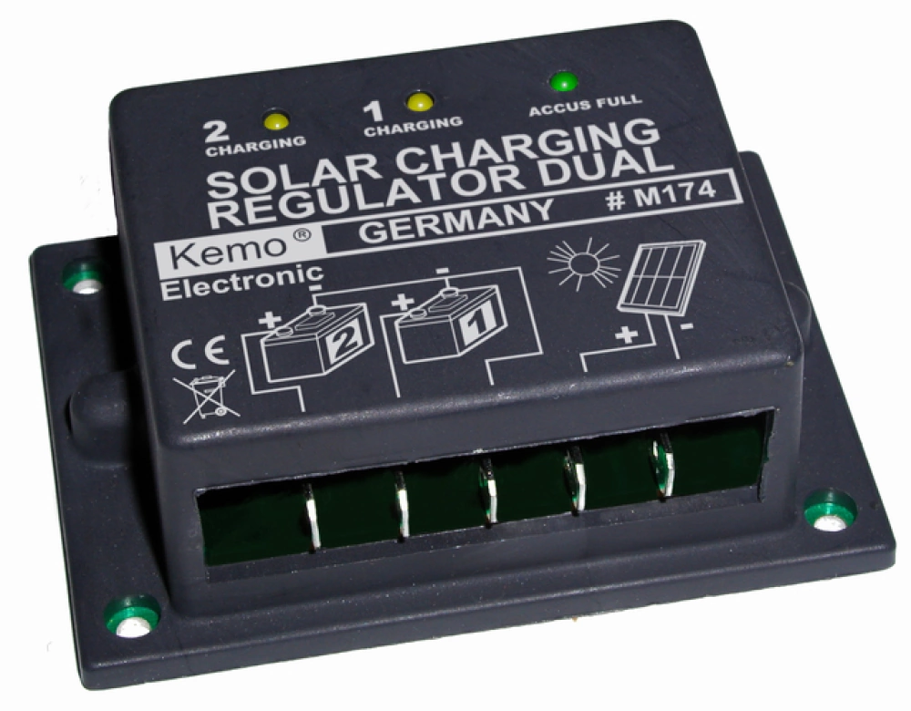 Kemo-Electronic M174 Solar Laderegler Dual 2x 8 A o 1x 16 A max ca 192Watt Kemo M174 M174 Kemo-Electronic M174 Solar Laderegler Dual 2x 8 A o 1x 16 A max ca 192Watt Kemo M174 M174