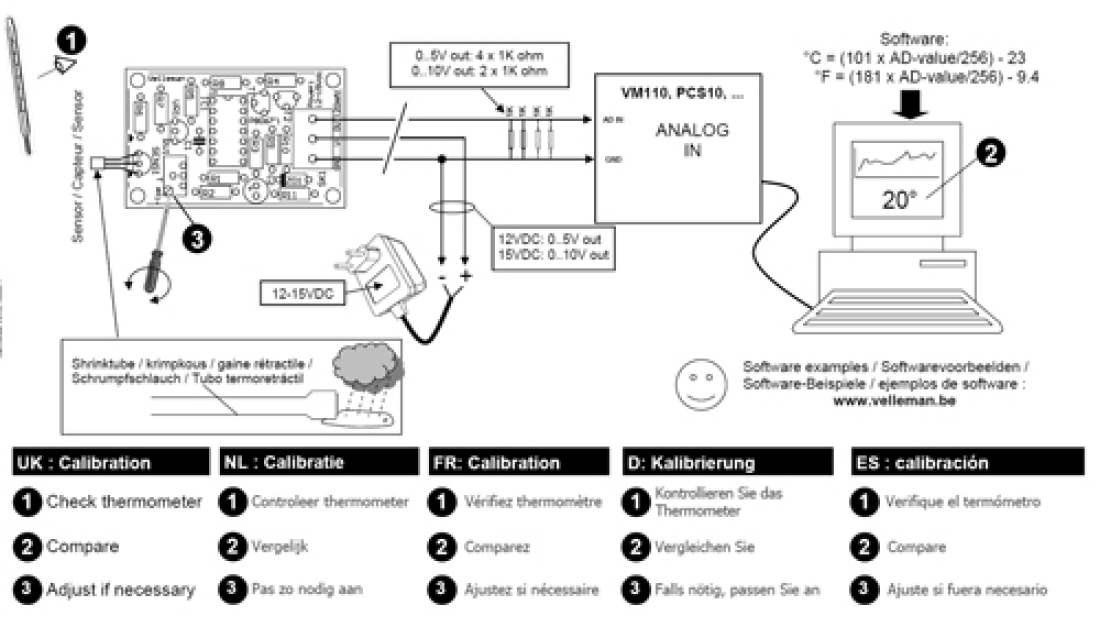 Temperatursensor Thermoschalter 12V Velleman K8067 WHADDA WSHA8067 Bausatz