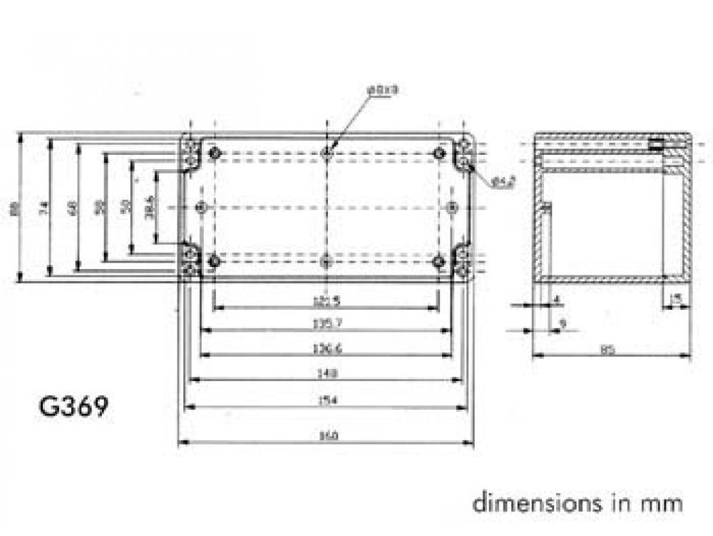 Gehäuse G369 IP65 grau 160 x 80 x 85mm Velleman