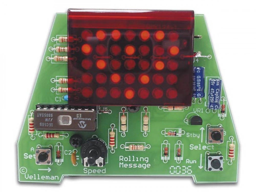 Velleman Elektronik Bausatz MK24 Laufschrift mit 35 LED-Display 9V - 12V MK124 VMK124