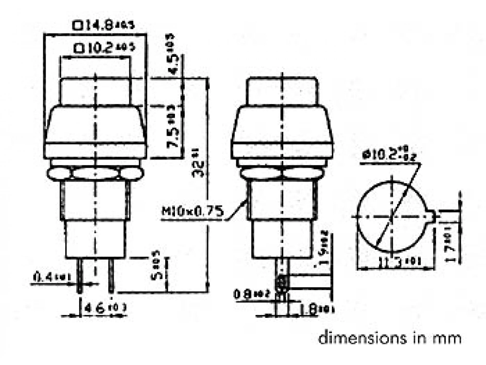 Drucktaster eckig R1383A silber Velleman