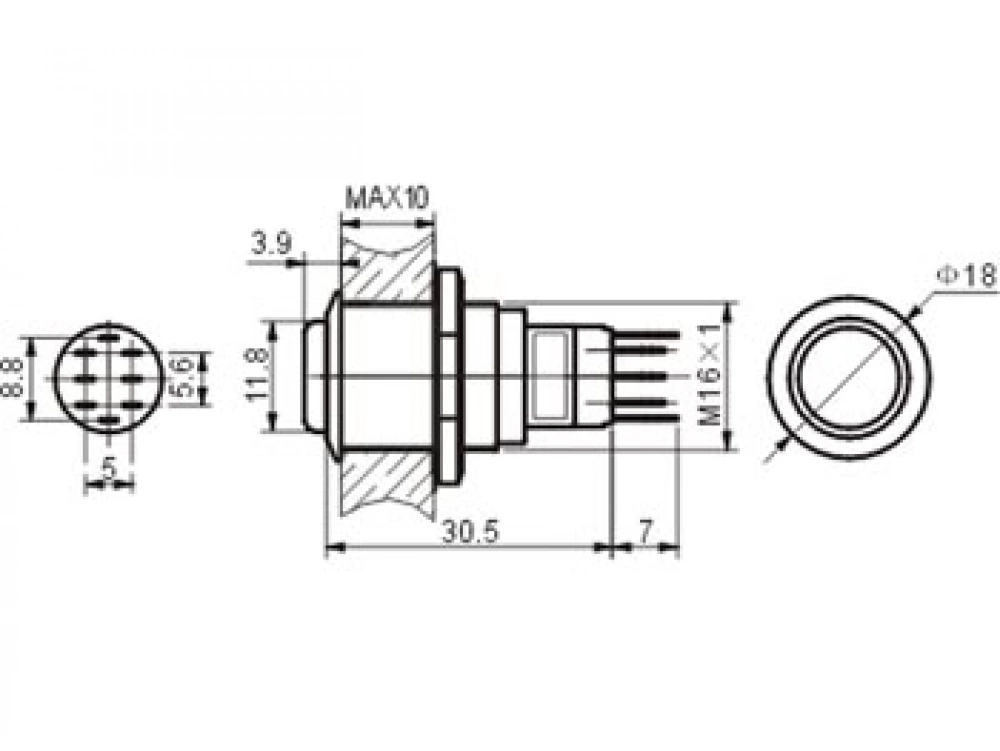 Druckschalter Raster u. Taster Funktion Kombination R1711 0,5A/230V DPDT Velleman 2x Wechselkontakt