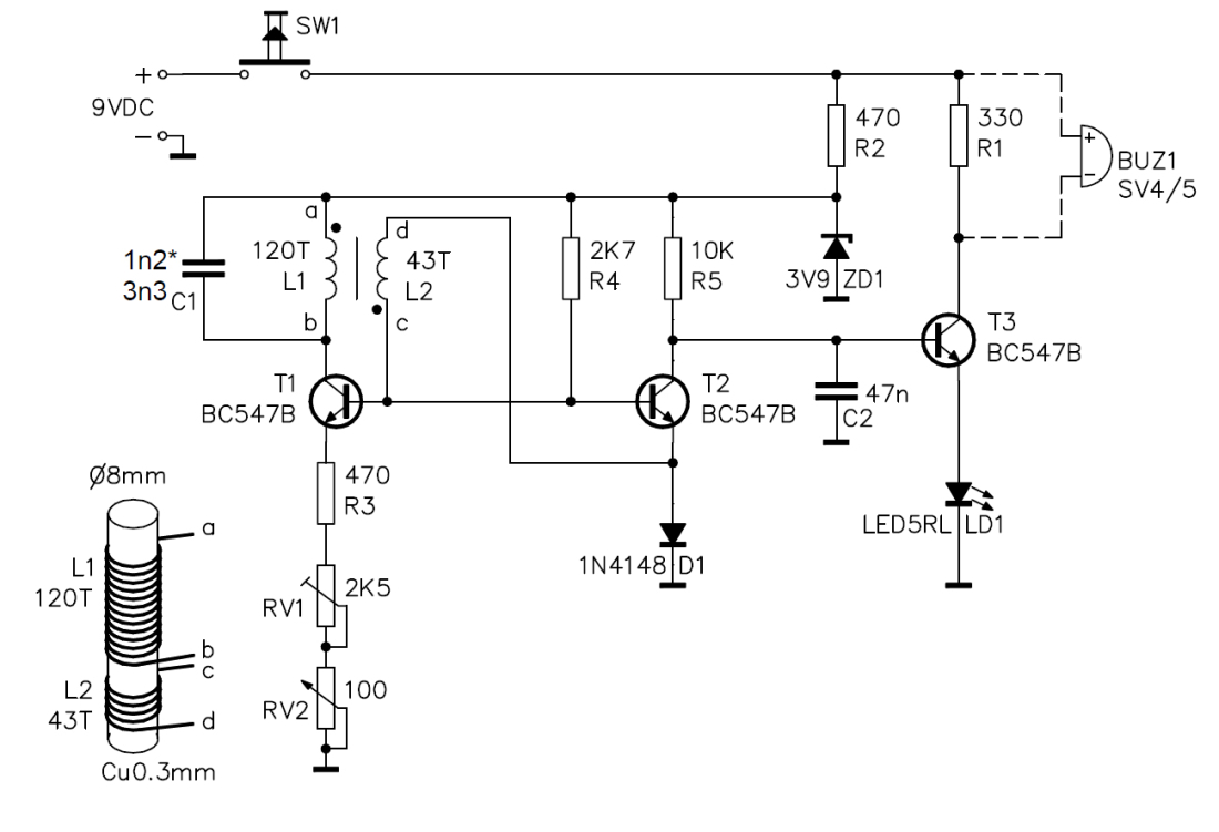Metall detektor Metalldetektor 9V K7102 Velleman Bausatz WHADDA WSMI7102 Metall detektor Metalldetektor 9V K7102 Velleman Bausatz WHADDA WSMI7102