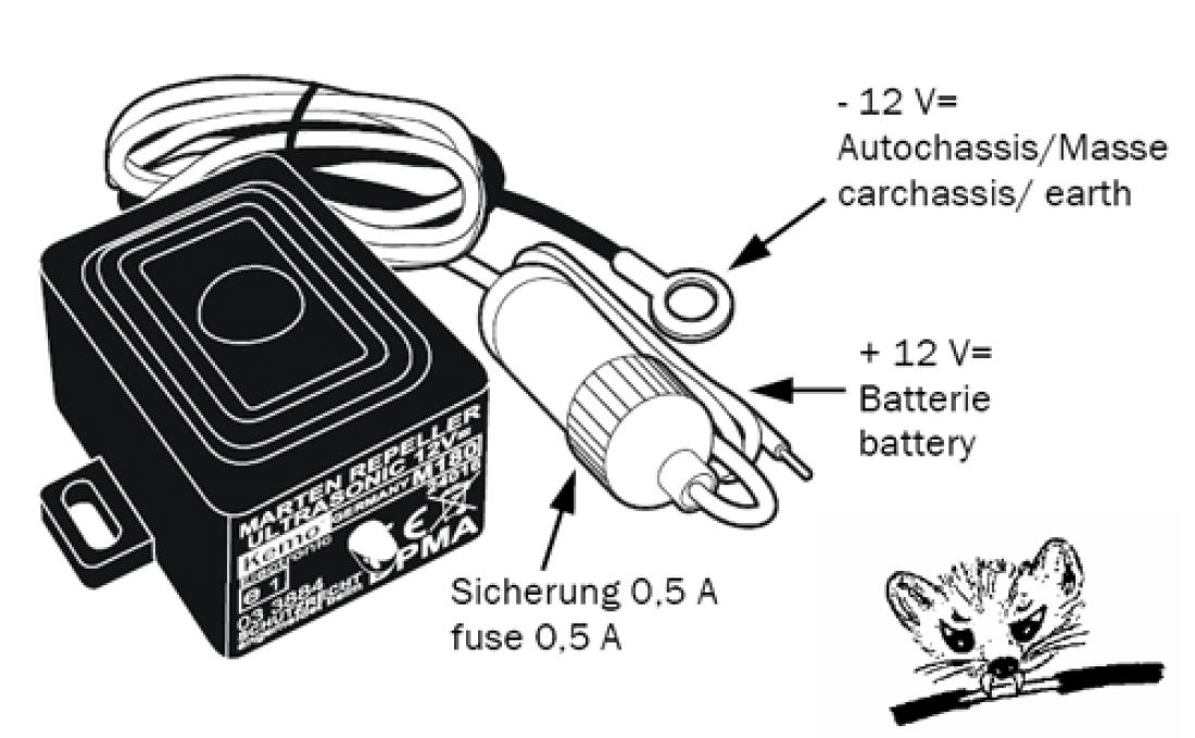 Marderscheuche Marderabwehr wasserdicht IP65* 12V M180 Ultraschall Kemo Marderscheuche Marderabwehr wasserdicht IP65* 12V M180 Ultraschall Kemo