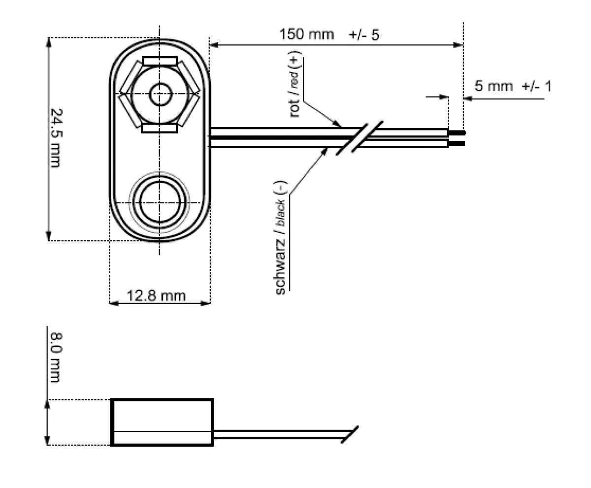 Batterieclip für 9-V Blöcke T-Form Plastikgehäuse mit Schutzkrag