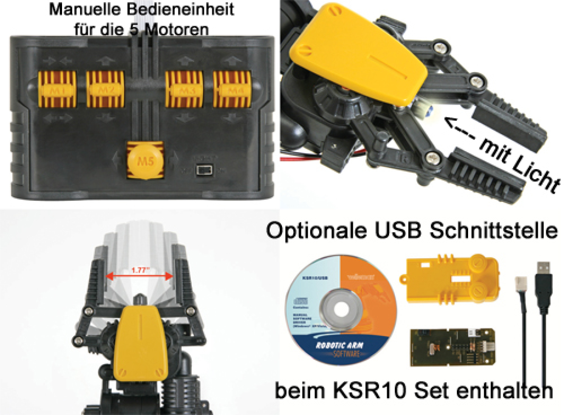 KSR10 SET Roboterarm KSR10 inkl USB Schnittstelle im SET Velleman Bausatz KSR10 SET Roboterarm KSR10 inkl USB Schnittstelle im SET Velleman Bausatz