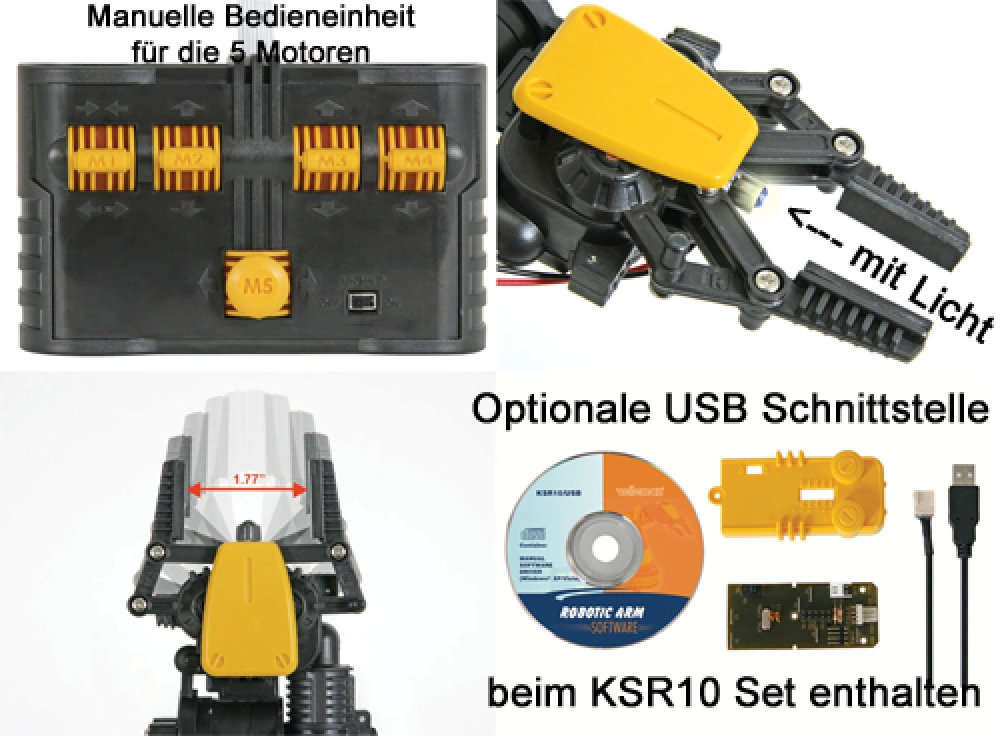 KSR10 SET Roboterarm KSR10 inkl USB Schnittstelle im SET Velleman Bausatz KSR10 SET Roboterarm KSR10 inkl USB Schnittstelle im SET Velleman Bausatz