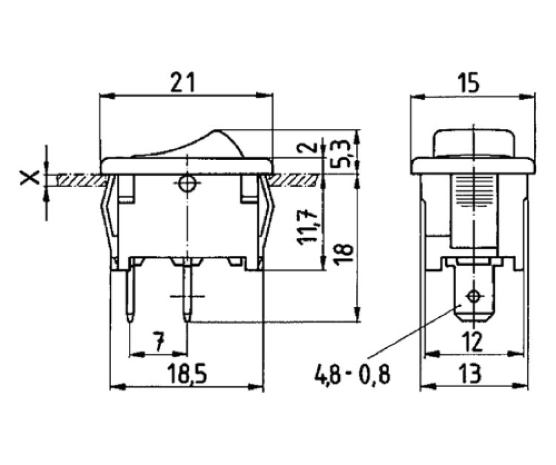 Wippenschalter Wippschalter Weiß 2polig EIN / AUS