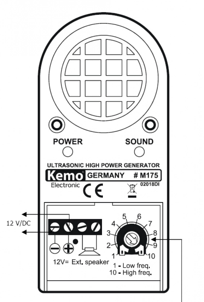 Leistungsstarke Ultraschall Tier vergrämung Tierscheuche 12V M175 Kemo