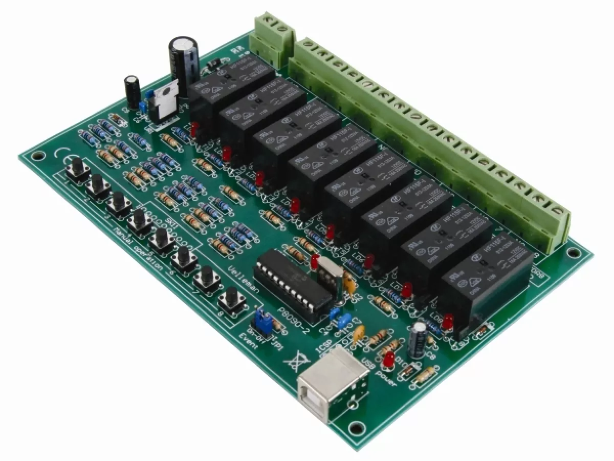 Velleman Elektronik Bausatz K8090 8 Kanal USB Relaiskarte 9V - 14V max 8x 16A Leistung K8090 VK8090