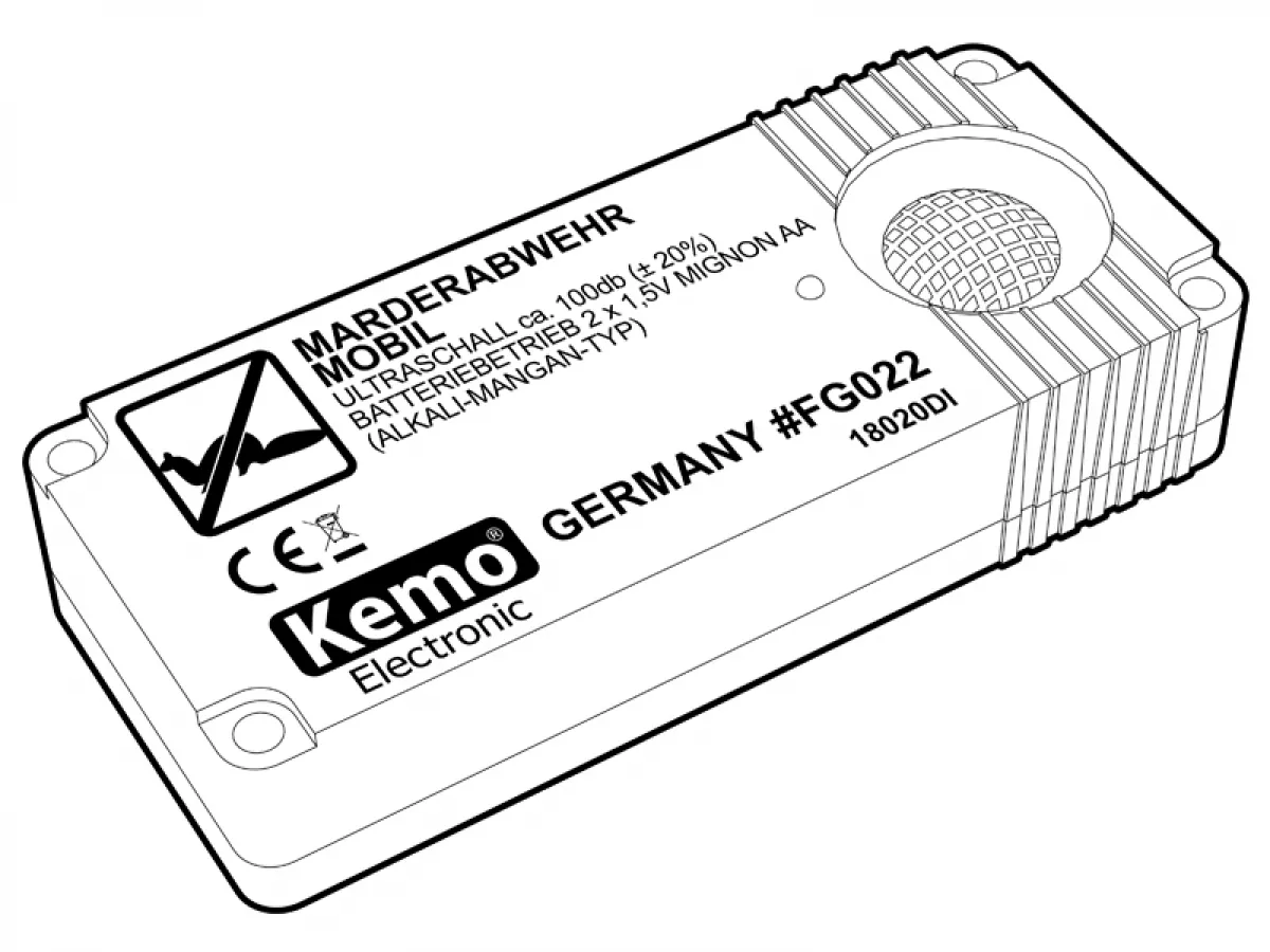 Ultraschall Marderabwehr Marderstop Batteriebetrieben FG022 Kemo