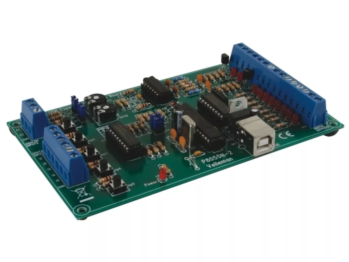 Velleman Elektronik Bausatz K8055N USB Experimentierboard Interface Entwickler Board K8055N Vellema VK8055N
