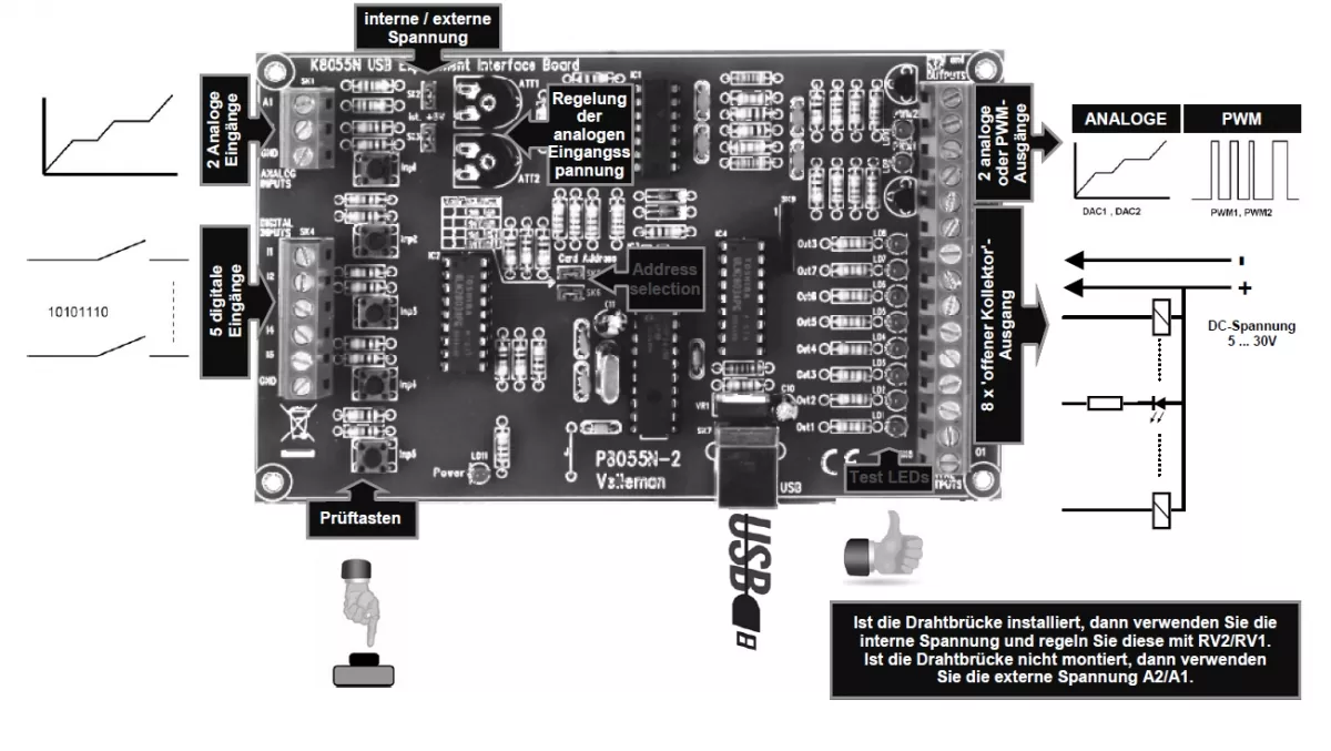 USB Experimentierboard Interface Entwickler Board K8055N Velleman Bausatz WHADDA WSI8055N