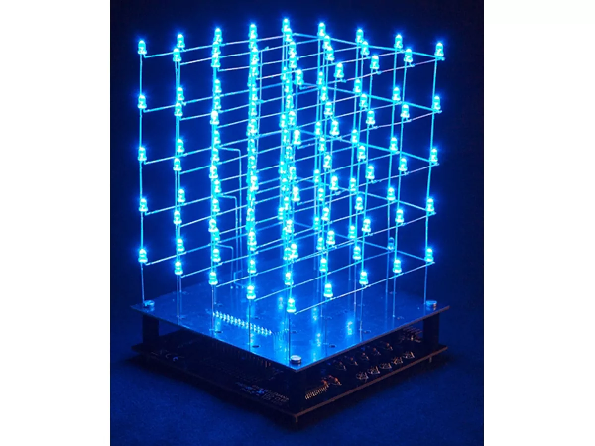 3D LED Cube / Würfel 5 x 5 x 5 mit Blauen LEDs und USB Anschluss programmierbar K8018B Velleman Bausatz WHADDA WSL8018B