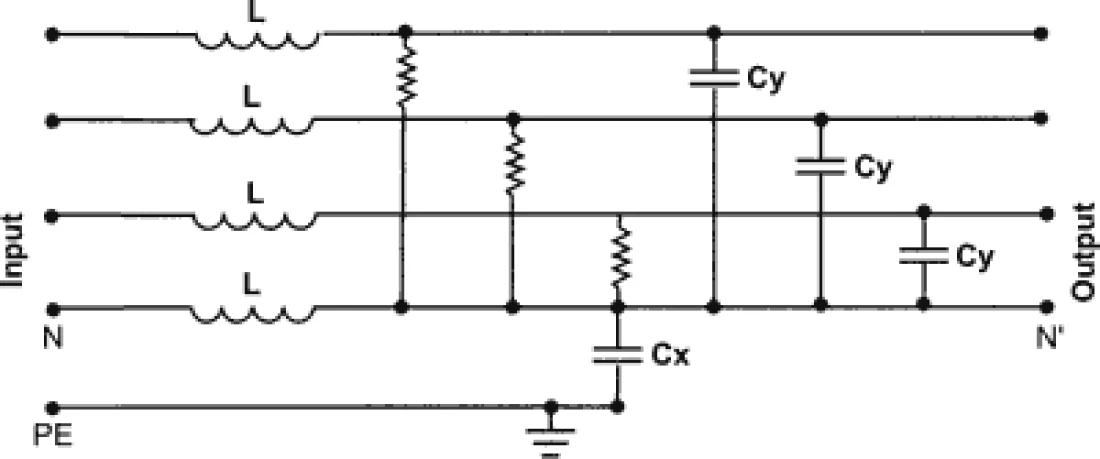 Entstörfilter 440V AC 3 Phasen L1 L2 L3 ( U V W) 10A Cx:100nF Cy