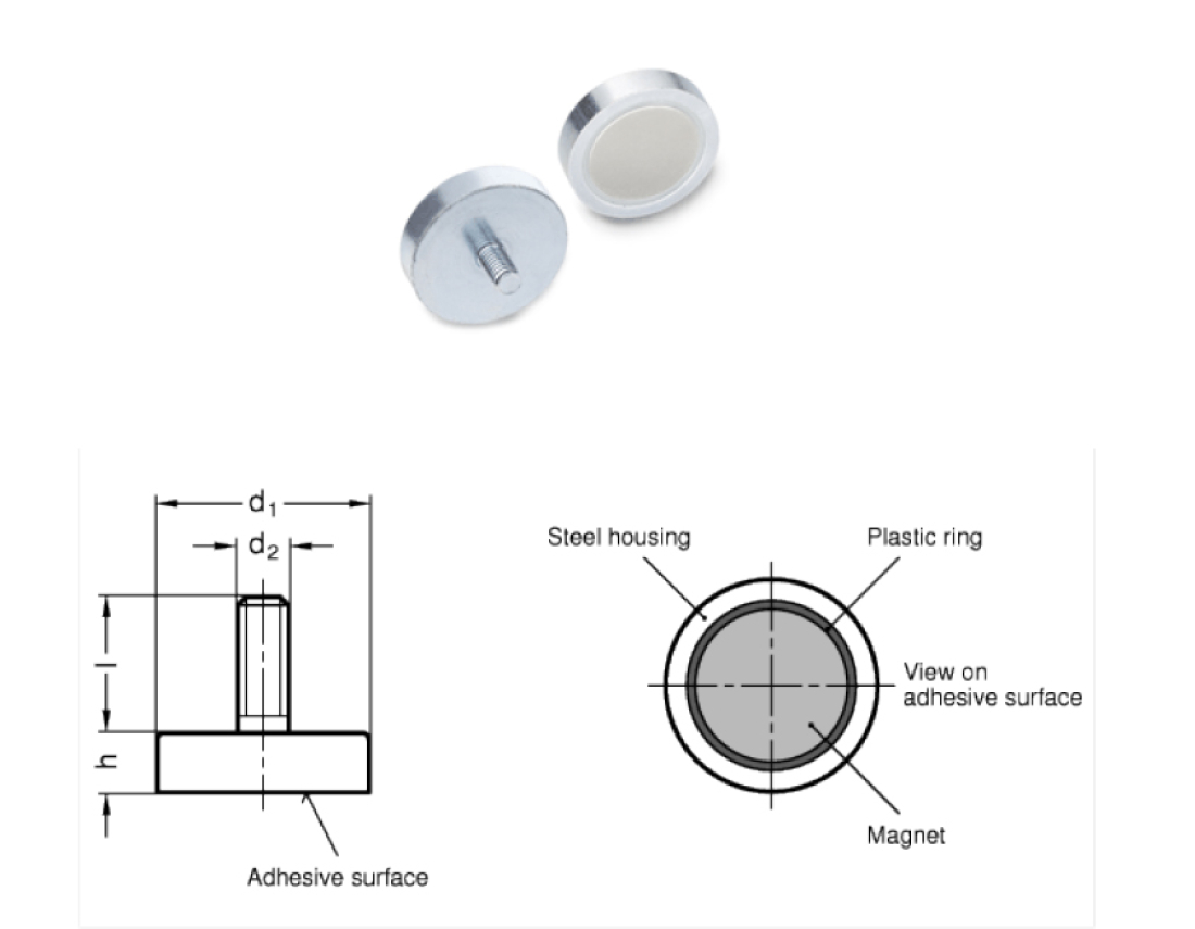 Neodym Rundmagnet 20mm mit 6mm Gewindebolzen 140N