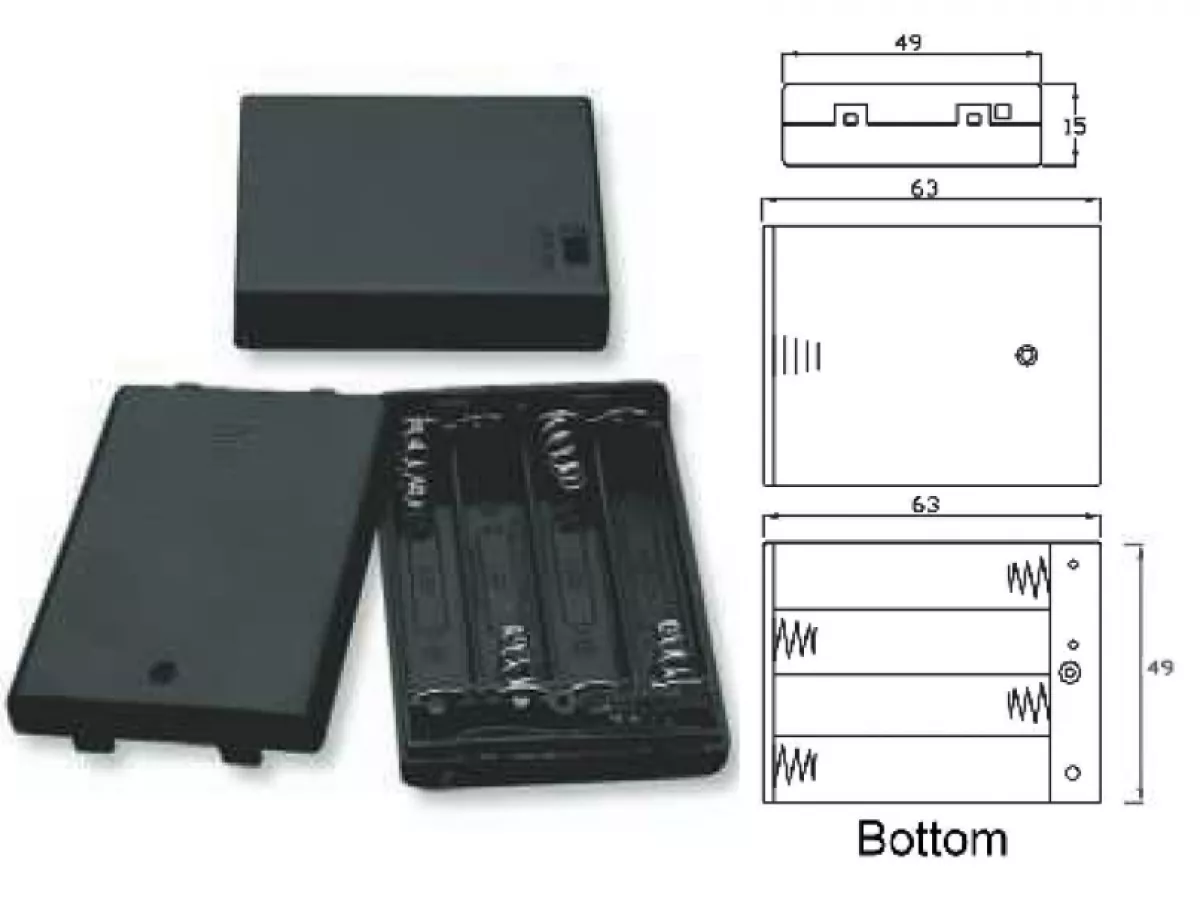 Batteriehalter Batteriefach 4x AAA Micro inkl Deckel und Schalte