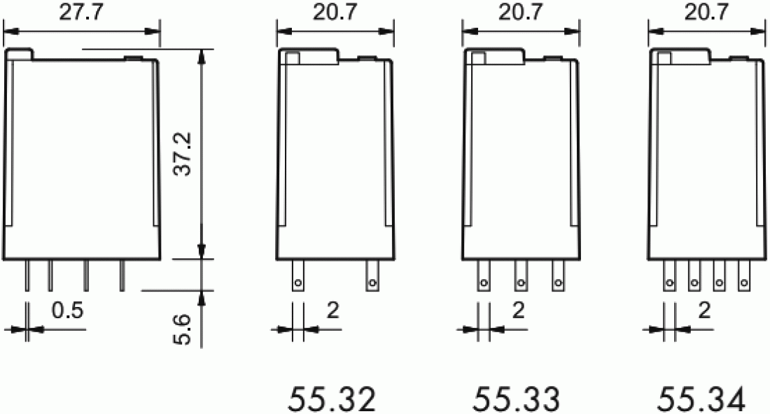 Finder Relais 24V DC 4x UM max 7A 250V AC Industrierelais 55.34.9.024.004