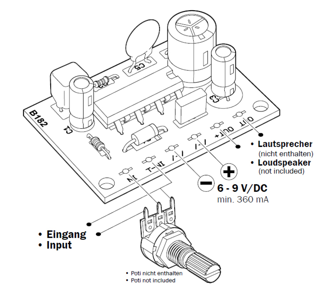 1 Watt Verstärker 6V - 9V B182 Kemo Bausatz